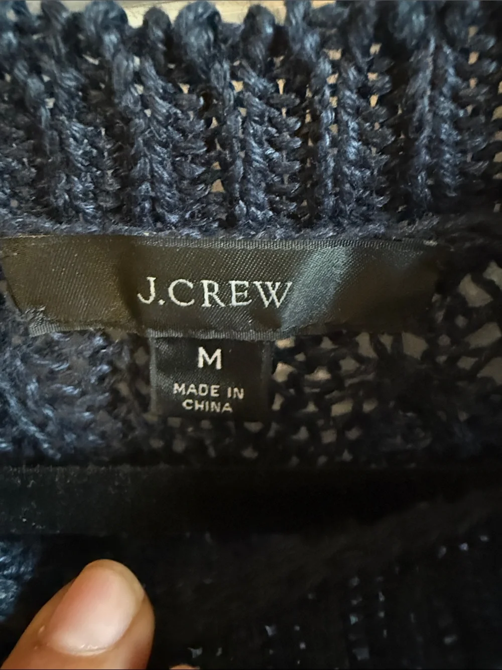 J. Crew Classic Navy Open-Knit Crewneck Sweater